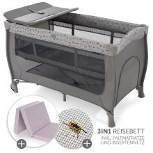 Reisebett Set Sleep'n Play Center (höhenverstellbar) inkl. Wickelauflage, Matratze & Insektenschutz - Nordic Grey