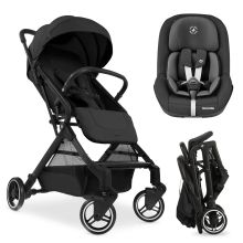 Reisebuggy & Sportwagen Travel N Care mit Liegefunktion, nur 6,8 kg (bis 22 kg belastbar) inkl. Reboarder Pearl Pro 2 - Black