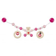 Pram chain - Heart bear - Pink