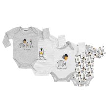 Body manica lunga 4-pack - Let's have a party Offwhite Grigio Melange