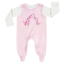 Set tutina e camicia interlock - Giraffe rosa - Taglia 50