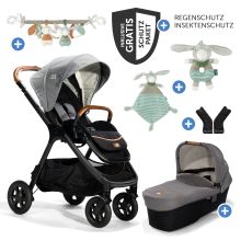 2in1 combi stroller set Finiti up to 22 kg load capacity with reclining position, stroller chain, cuddly toy, telescopic push bar, sports seat, Ramble XL carrycot, adapter & accessory pack - Signature - Carbon