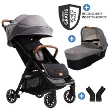 2in1 baby carriage set Parcel up to 22 kg load capacity with reclining function, Ramble XL carrycot, adapter, raincover, insect screen & carrycot - Signature - Carbon
