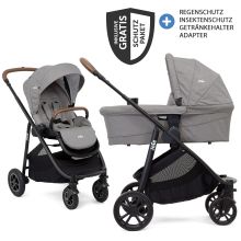 2in1 Kombi-Kinderwagen-Set Versatrax bis 22 kg belastbar - umsetzbare Sitzeinheit, Babywanne Ramble XL, Adapter & Zubehör Paket - Gray Flannel