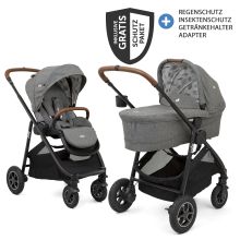 2in1 Kombi-Kinderwagen-Set Versatrax bis 22 kg belastbar - umsetzbare Sitzeinheit, Babywanne Ramble XL, Adapter & Zubehör Paket - Grey Flower