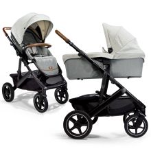 2in1 Vinca baby carriage set with a load capacity of up to 22 kg with telescopic push bar, convertible seat unit, Ramble XL carrycot, adapter, rain cover & back cushion - Signature - Oyster