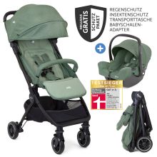 2in1 Reisebuggy-Set Pact nur 6 kg - inkl. Babyschale i-Snug 2, Transporttasche, Adapter, Regenschutz & Insektenschutz - Laurel