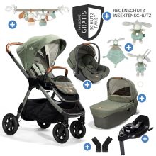 4in1 combi stroller set Finiti up to 22 kg load capacity with reclining position, stroller chain, grasping toy, music box, cuddle cloth - telescopic push bar, sports seat, Ramble XL carrycot, adapter & accessory pack - Signature - Pine