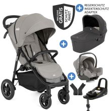 4in1 baby carriage set Litetrax Pro Air up to 22 kg load capacity with pneumatic tires, push bar storage compartment, i-Snug 2 infant car seat, Ramble XL carrycot, adapter, Isofix base & accessories package - Pebble