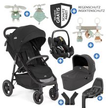 4in1 Kombi-Kinderwagen-Set Litetrax Pro bis 22 kg belastbar mit Babywanne Ramble, Babyschale Pebble Pro, Isofix-Basis, Activity-Trapez, Schmusetuch, Greifling, Adapter & Zubehörpaket - Shale