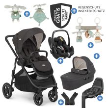 4in1 Versatrax baby carriage set for baby carriages up to 22 kg with Ramble XL carrycot, Pebble Pro infant car seat, Isofix base, activity harness, cuddly toy, grasping toy, adapter & accessory pack - Shale