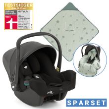 Babyschale i-Snug 2 i-Size ab Geburt-13 kg (40 cm-75 cm) inkl. Sitzverkleinerer nur 3,35 kg + Einschlagdecke Pusteblume - Shale