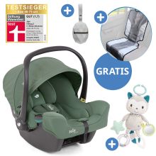 Babyschale i-Snug 2 i-Size ab Geburt-13 kg (40 cm-75 cm) inkl. Sitzverkleinerer nur 3,35 kg + GRATIS Autositz-Schutzunterlage + Silikon-Schnullerbox + Spieltier - Laurel