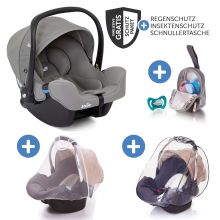 Babyschale i-Snug i-Size ab Geburt - 13 kg (40 cm - 75 cm) inkl. Sitzverkleinerer nur 3,25 kg & Zubehörpaket - Gray Flannel