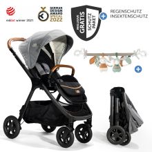 Buggy & pushchair Finiti up to 22 kg load capacity with reclining position, baby carriage chain - telescopic push bar, sports seat, adapter, back cushion, cup holder, crossbody bag & accessory pack - Signature - Carbon