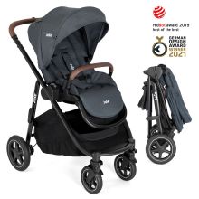 Buggy & pushchair Versatrax with new tire design - loadable up to 22 kg with telescopic push bar, convertible seat unit, adapter & rain cover - Moonlight