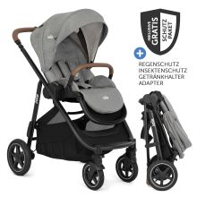 Buggy & pushchair Versatrax with new tire design - loadable up to 22 kg with telescopic push bar, convertible seat unit, adapter, rain cover & XXL accessory pack - Pebble