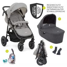 Kombi-Kinderwagen Mytrax Flex mit Komfort-Federung, Babywanne, Adapter bis 22 kg belastbar & XXL Zubehörpaket - Gray Flannel