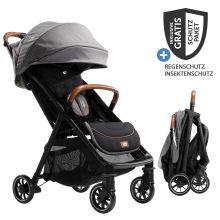 Travel buggy & pushchair Parcel up to 22 kg load capacity only 6.9 kg light with reclining function incl. rain cover, insect screen, adapter & carry bag - Signature - Carbon