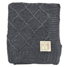 Babydecke Wool in Strickoptik aus 100% Merino Wolle 80 x 100 cm - Graphite