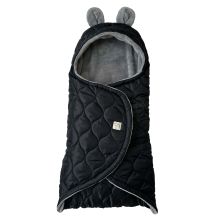 Recy Small wrap-around blanket made from 100% recycled polyester for infant car seats - Black Grey