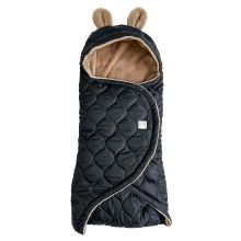 Wrap-around blanket Recy Small made from 100% recycled polyester for infant car seats - Black Light Brown