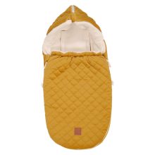 Fleece-Fußsack Velvet Hoody für Babyschale und Babywanne - Mustard