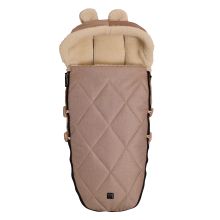 Fleece-Fußsack XL Ears Wool Fütterung aus 100% Schafwolle für Kinderwagen und Buggy - Sand Melange