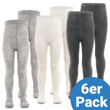 Strumpfhose 6er Pack - Grau-Melange + Natur + Anthrazit-Melange - Gr. 62/68