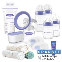 70-piece breastfeeding set - electric breast pump compact + 4 PP bottles + 36 nursing pads + 25 breast milk bags + 1 nipple ointment + 3 burp cloths