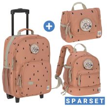 3-piece travel set - incl. trolley + washbag + backpack - Happy Prints - Caramel