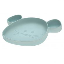 Silicone dinner plate - Little Chums Mouse - Blue