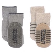 Socken 2er Pack Anti-Slip aus Bio-Baumwolle - Grey Beige