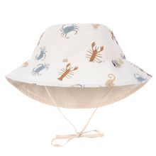 Cappello a secchiello reversibile con protezione solare SPF - Animali marini - Latteo