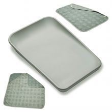 Wickelauflage & Wickelkissen Set Matty abwischbar inkl. Auflage Topper und Kapuzen-Badetuch Hoodie - Sage Green