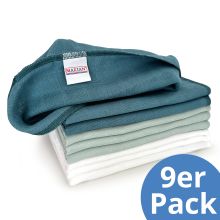 Muslin diaper / muslin cloth / burp cloth / nursing cloth 9-pack 40 x 40 cm - Patina / Mint / White