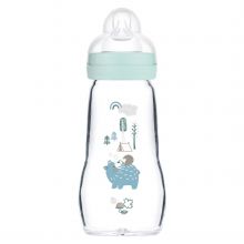 Feel Good glass bottle 260 ml - silicone size 1 - bear & hedgehog