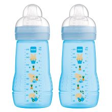 PP bottle 2-pack Easy Active Baby Bottle 270 ml - silicone size 1 - bunny - blue