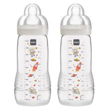 PP bottle 2-pack Easy Active Baby Bottle 330 ml - silicone size 2 - space - gray