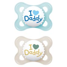 Pacifier 2-pack Original - Silicone 0-6 M - I Love Daddy - Blue