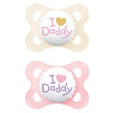 Pacifier 2-pack Original - Silicone 0-6 M - I Love Daddy - Pink