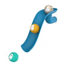 Badespielzeug Rutsche / Kugelbahn mit 3 Kugeln - Affe - Blau