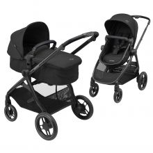 2 -in- 1 combi stroller Zelia³ reversible seat & carrycot in one, adjustable push bar, 22 kg - Essential Black
