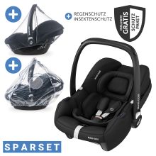 Infant car seat CabrioFix i-Size from birth - 12 months (40-75 cm) & seat reducer, sun canopy, rain cover, insect screen - Essential Black