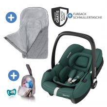 CabrioFix i-Size infant car seat from birth - 15 months (40-75 cm) incl. footmuff & pacifier box - Essential Green