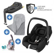 Babyschale CabrioFix i-Size ab Geburt-15 Monate (40-75 cm) inkl. i-Size Base, Fußsack & Schnullerbox - Essential Black