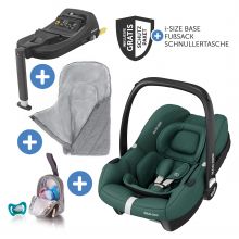 CabrioFix i-Size infant car seat from birth-15 months (40-75 cm) incl. i-Size base, footmuff & pacifier box - Essential Green