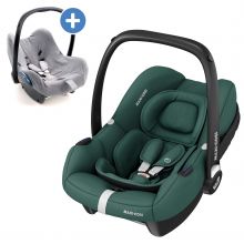 Babyschale CabrioFix i-Size ab Geburt - 15 Monate (40-83 cm) & Zamboo Sommerbezug - Essential Green