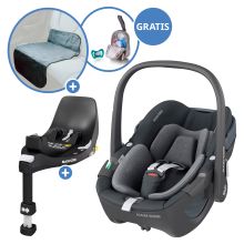 Baby car seat Pebble 360 i-Size rotatable from birth - 15 months (40 cm - 83 cm) incl. Isofix base FamilyFix 360, protective pad & pacifier box - Essentiel Graphite