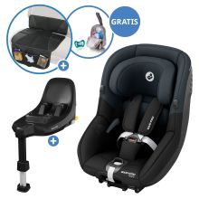Reboarder-Kindersitz Pearl S i-Size ab 3 Monate - 4 Jahre (61 cm - 105 cm) inkl. Isofix-Basis FamilyFix S, Schutzunterlage & Schnullertasche - Tonal Black